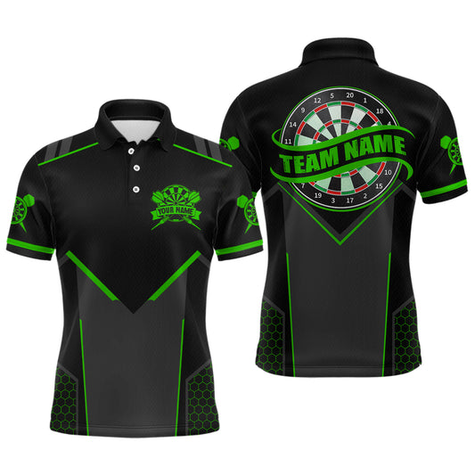 Personalized Green Dart Team Shirt for Men Custom Dart Jersey Polo & 1/4-Zip Dartboard Outfit DHT16