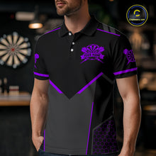 Load image into Gallery viewer, Personalized Purple Dart Team Shirt for Men Custom Dart Jersey Polo &amp; 1/4-Zip Dartboard Outfit DHT16
