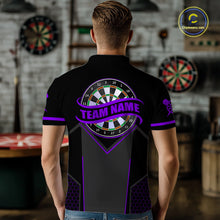 Load image into Gallery viewer, Personalized Purple Dart Team Shirt for Men Custom Dart Jersey Polo &amp; 1/4-Zip Dartboard Outfit DHT16