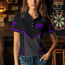 Load image into Gallery viewer, Personalized Purple Dart Team Shirt for Women Custom Dart Jersey Polo &amp; 1/4-Zip Dartboard Outfit DHT16