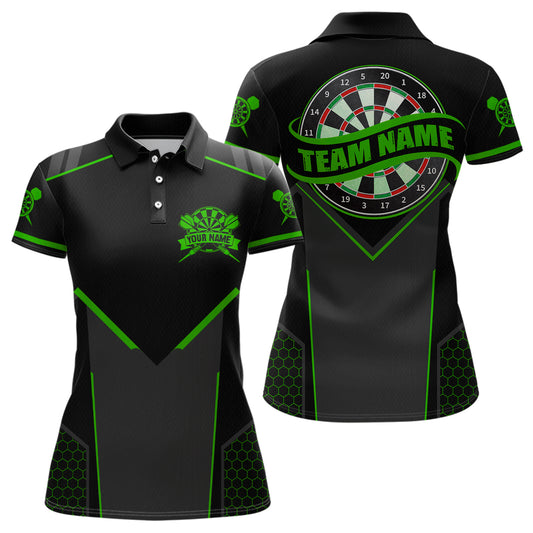 Personalized Green Dart Team Shirt for Women Custom Dart Jersey Polo & 1/4-Zip Dartboard Outfit DHT16