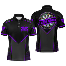 Load image into Gallery viewer, Personalized Purple Dart Team Shirt for Men Custom Dart Jersey Polo &amp; 1/4-Zip Dartboard Outfit DHT16