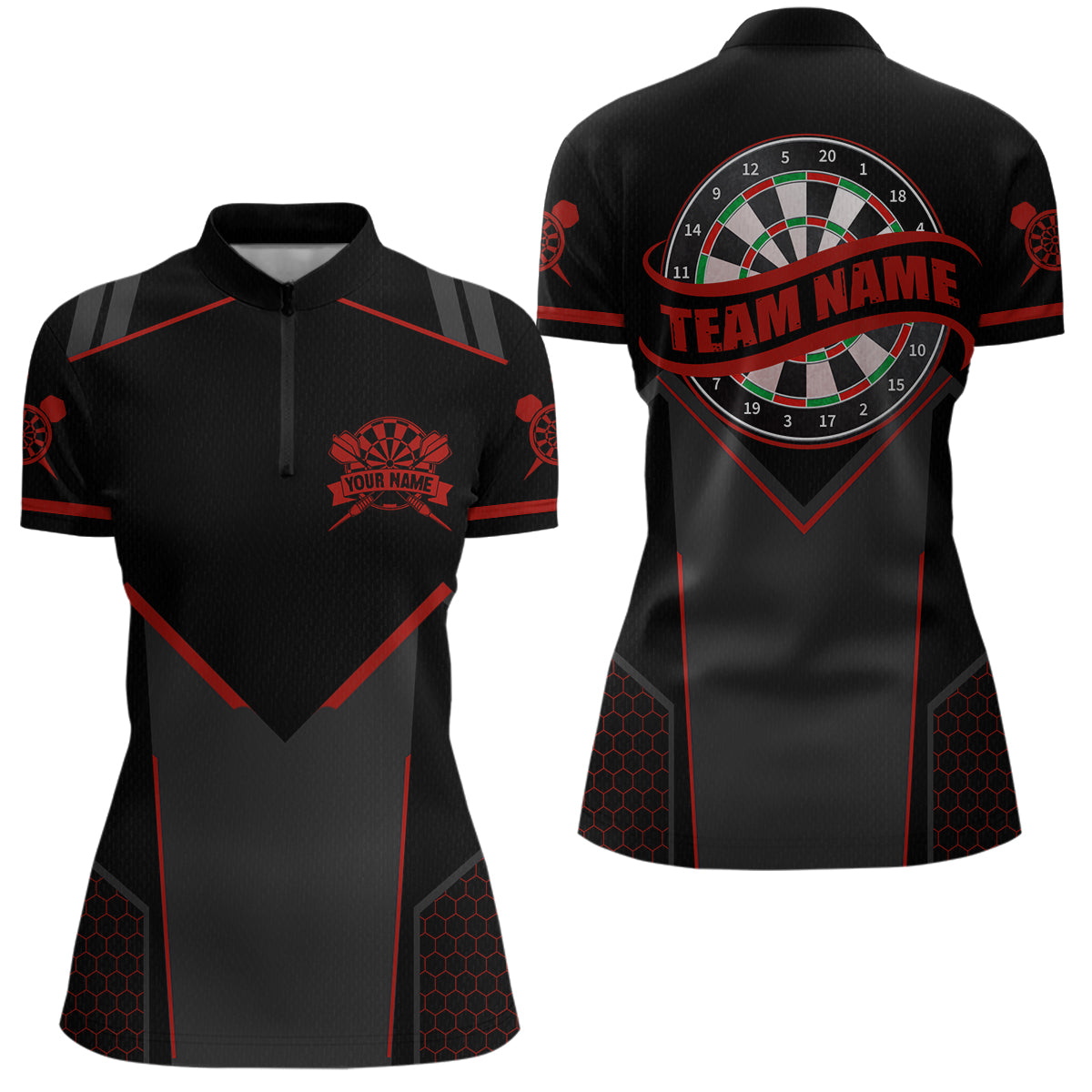 Personalized Red Dart Team Shirt for Women Custom Dart Jersey Polo & 1/4-Zip Dartboard Outfit DHT16