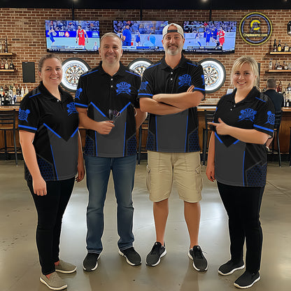 Personalized Blue Dart Team Shirt for Men Custom Dart Jersey Polo & 1/4-Zip Dartboard Outfit DHT16