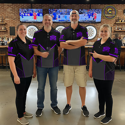 Personalized Purple Dart Team Shirt for Men Custom Dart Jersey Polo & 1/4-Zip Dartboard Outfit DHT16