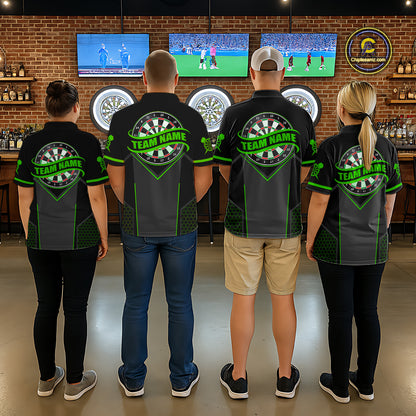 Personalized Green Dart Team Shirt for Men Custom Dart Jersey Polo & 1/4-Zip Dartboard Outfit DHT16