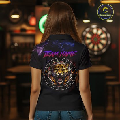 Custom Leopard Dart Shirts for Women Dart Team Jersey Polo & Quarter-Zip Dartboard Shirt Outfit DHT18