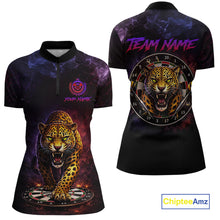 Load image into Gallery viewer, Custom Leopard Dart Shirts for Women Dart Team Jersey Polo &amp; Quarter-Zip Dartboard Shirt Outfit DHT18