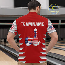 Load image into Gallery viewer, Custom American Flag Bowling Team Shirt Bowling Jersey for Men Polo &amp; Quarter-Zip Bowling Uniform QZT1130