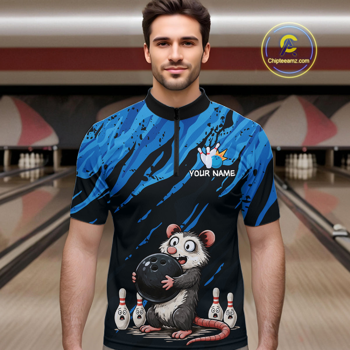 Custom Funny Opossum Bowling Team Jersey Ugly Bowling Shirt League for Men Bowling Gift QZT846