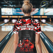 Load image into Gallery viewer, Custom Red Camo Bowling Shirt Crawfish Bowling League for Women Bowling Accessories QZT850