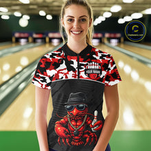 Load image into Gallery viewer, Custom Red Camo Bowling Shirt Crawfish Bowling League for Women Bowling Accessories QZT850