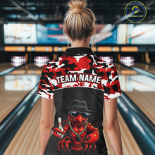 Load image into Gallery viewer, Custom Red Camo Bowling Shirt Crawfish Bowling League for Women Bowling Accessories QZT850