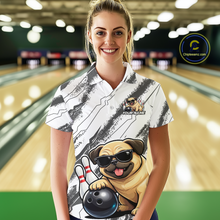 Load image into Gallery viewer, Funny Pug Dog Bowling Team Shirt for Women Custom Bowling Jersey Polo &amp; 1/4-Zip Bowling Unisex QZT984