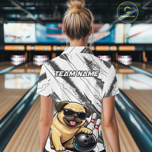 Load image into Gallery viewer, Funny Pug Dog Bowling Team Shirt for Women Custom Bowling Jersey Polo &amp; 1/4-Zip Bowling Unisex QZT984