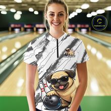 Load image into Gallery viewer, Funny Pug Dog Bowling Team Shirt for Women Custom Bowling Jersey Polo &amp; 1/4-Zip Bowling Unisex QZT984