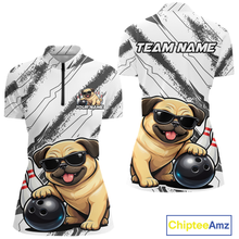 Load image into Gallery viewer, Funny Pug Dog Bowling Team Shirt for Women Custom Bowling Jersey Polo &amp; 1/4-Zip Bowling Unisex QZT984