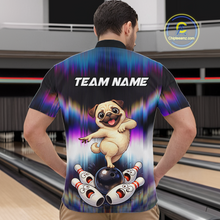 Load image into Gallery viewer, Custom Colorful Funny Pug Dog Bowling Shirt Bowling Jersey for Men Polo &amp; 1/4-Zip Bowling Outfit QZT905