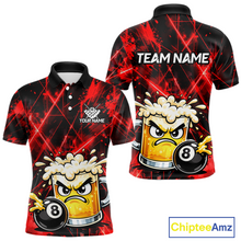 Load image into Gallery viewer, Custom Red Funny Beer Billiard Shirt for Men Billiard Jersey 8 Ball Pool Shirt Outfit BHT23