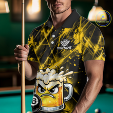Load image into Gallery viewer, Custom Yellow Funny Beer Billiard Shirt for Men Billiard Jersey 8 Ball Pool Shirt Outfit BHT23