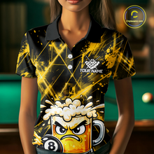 Load image into Gallery viewer, Custom Yellow Funny Beer Billiard Shirt for Women Billiard Jersey 8 Ball Pool Shirt Outfit BHT23