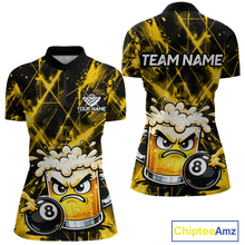 Load image into Gallery viewer, Custom Yellow Funny Beer Billiard Shirt for Women Billiard Jersey 8 Ball Pool Shirt Outfit BHT23