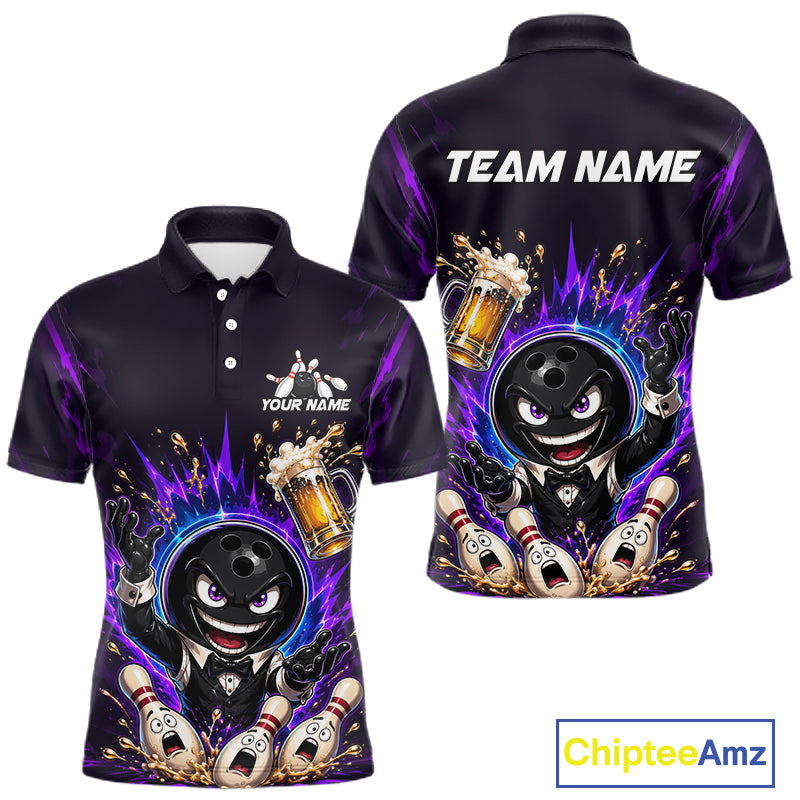 Custom Beer Bowling Shirt for Men Funny Bowling Team Jersey Polo & Quarter-Zip QZT1223
