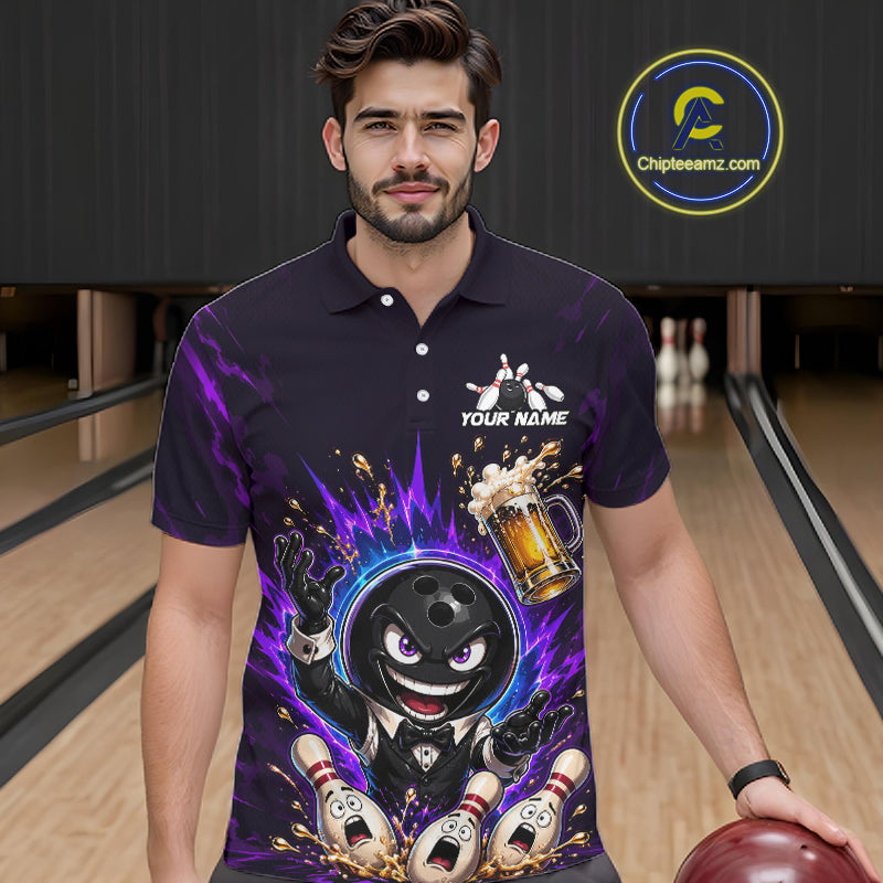 Custom Beer Bowling Shirt for Men Funny Bowling Team Jersey Polo & Quarter-Zip QZT1223