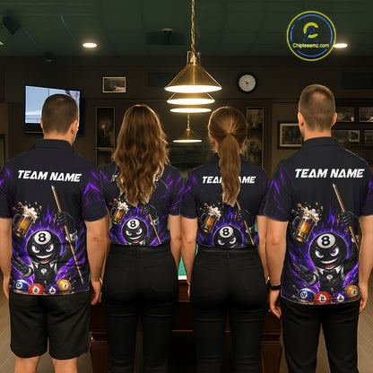 Custom 8 Ball Pool Shirt with Beer and Cue Billiard Team Jersey for Women Billiard Shirt BHT113