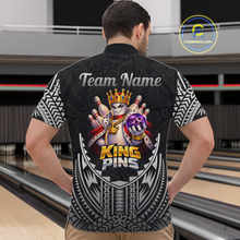 Load image into Gallery viewer, Funny King Pins Bowling Team Shirt for Men Custom Tribal Buddies Bowling Jersey Polo &amp; 1/4 Zip QZT946