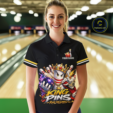 Load image into Gallery viewer, Custom King Pins Bowling Shirt for Women Bowling Team Jersey Polo &amp; Quarter-Zip Shirt Bowling Tournament QZT950