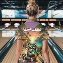 Load image into Gallery viewer, Floral Raccoon Bowling Shirt for Women Custom Bowling Team Jersey Polo &amp; Quarter-Zip QZT993
