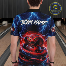 Load image into Gallery viewer, Blue Lightning Thunder Red Snake Bowling Shirt for Men Custom Bowling Team Jersey Bowling Outfit QZT994
