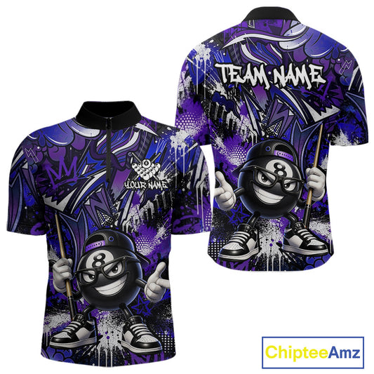 Purple and blue quarter-zip jersey with cartoon character and 'Team Name' text, Chiptee Amz branding visible.