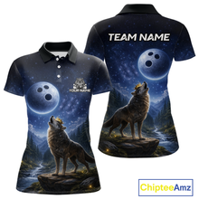 Load image into Gallery viewer, Custom Majestic Wolf Bowling Shirt for Women King Crown Bowling Jersey Polo &amp; Quarter-Zip QZT964