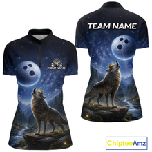 Load image into Gallery viewer, Custom Majestic Wolf Bowling Shirt for Women King Crown Bowling Jersey Polo &amp; Quarter-Zip QZT964