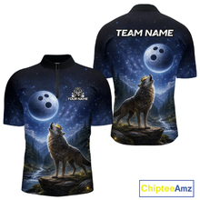 Load image into Gallery viewer, Custom Majestic Wolf Bowling Shirt for Men King Crown Bowling Jersey Polo &amp; Quarter-Zip QZT964