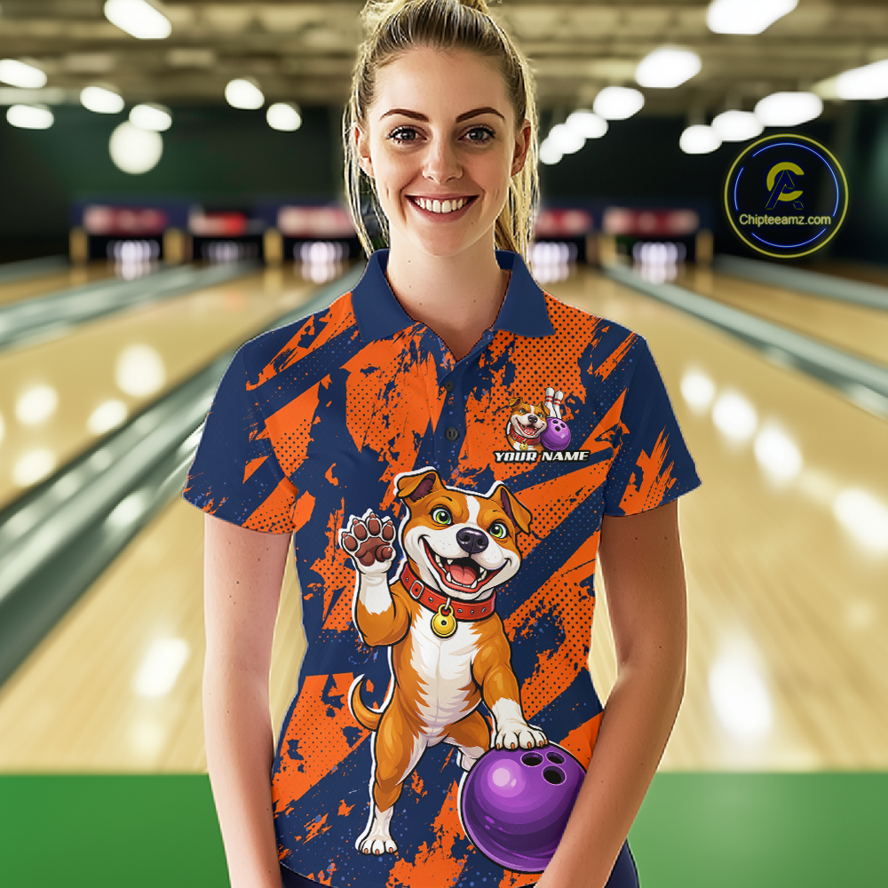 Custom Pitbull Bowling Shirt for Women Bowling Team Jersey Polo & Quarter-Zip QZT1002