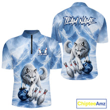 Load image into Gallery viewer, Shirt with wolf design and customizable text on a white background
