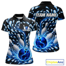 Load image into Gallery viewer, Bowling-themed polo shirt with customizable text on a white background