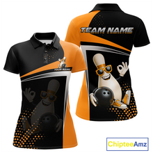 Load image into Gallery viewer, Custom Orange Funny Bowling Pin Shirt for Women Bowling Team League Jersey Bowling Outfit QZT817