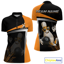 Load image into Gallery viewer, Custom Orange Funny Bowling Pin Shirt for Women Bowling Team League Jersey Bowling Outfit QZT817