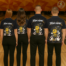 Load image into Gallery viewer, Black &amp; Gold Funny Bee Bowling Shirt for Men Custom Bowling Team Jersey League Polo &amp; Quarter-Zip QZT1008