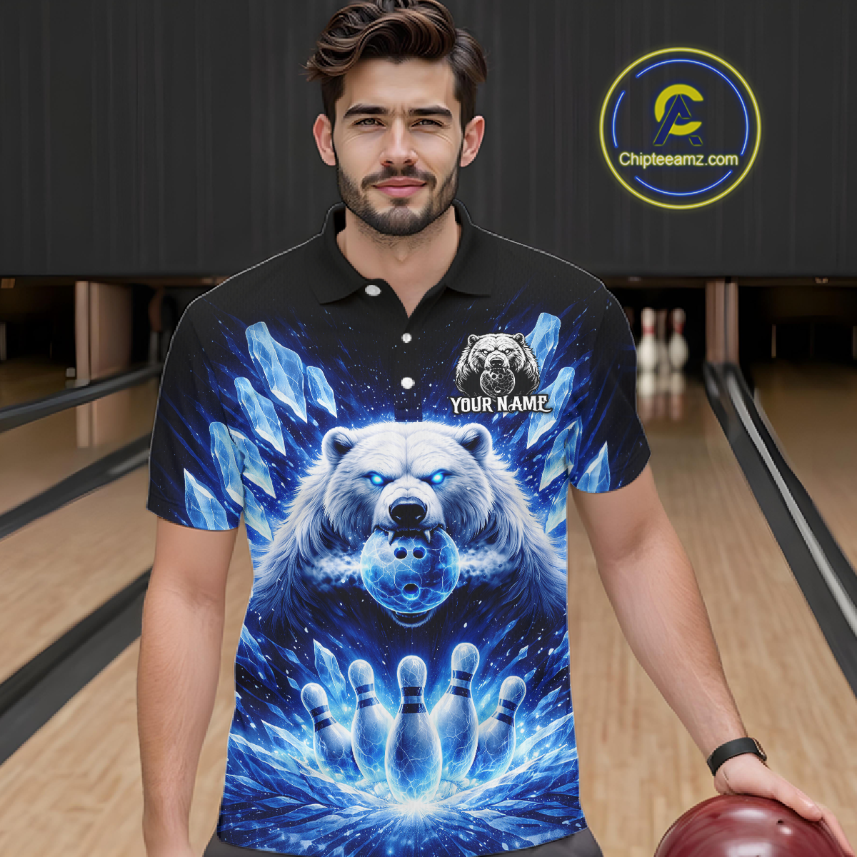 Custom Polar Beer Bowling Shirt for Men Ice Bowling Jersey Polo & 1/4-Zip Bowling Uniform for Team QZT972
