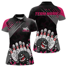 Load image into Gallery viewer, Custom Pink Funny Bowling Shirt Crazy Bowling Jersey Women Polo &amp; 1/4 Zip Bowling Outfit QZT785