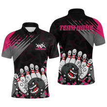 Load image into Gallery viewer, Custom Pink Funny Bowling Shirt Crazy Bowling Jersey Men Polo &amp; 1/4 Zip Bowling Outfit QZT785