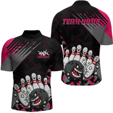 Load image into Gallery viewer, Custom Pink Funny Bowling Shirt Crazy Bowling Jersey Men Polo &amp; 1/4 Zip Bowling Outfit QZT785