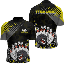 Load image into Gallery viewer, Custom Yellow Funny Bowling Shirt Crazy Bowling Jersey Women Polo &amp; 1/4 Zip Bowling Outfit QZT785
