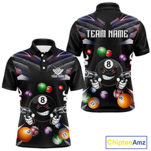 Load image into Gallery viewer, Custom Funny American Flag 8 Ball Pool Shirt for Men Billiard Jersey Polo &amp; 1/4 Zip Billiard Shirt BHT16
