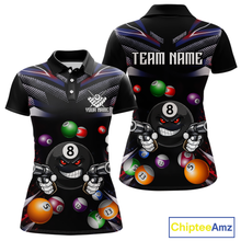 Load image into Gallery viewer, Custom Funny American Flag 8 Ball Pool Shirt for Women Billiard Jersey Polo &amp; 1/4 Zip Billiard Shirt BHT16